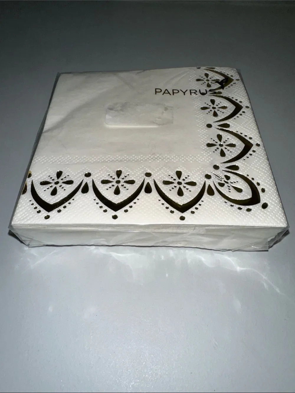 PAPYRUS White Gold Trim Square Cocktail Napkins 40 pk x 1